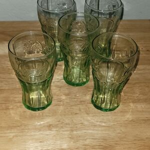 Coca Cola Green Glass Set